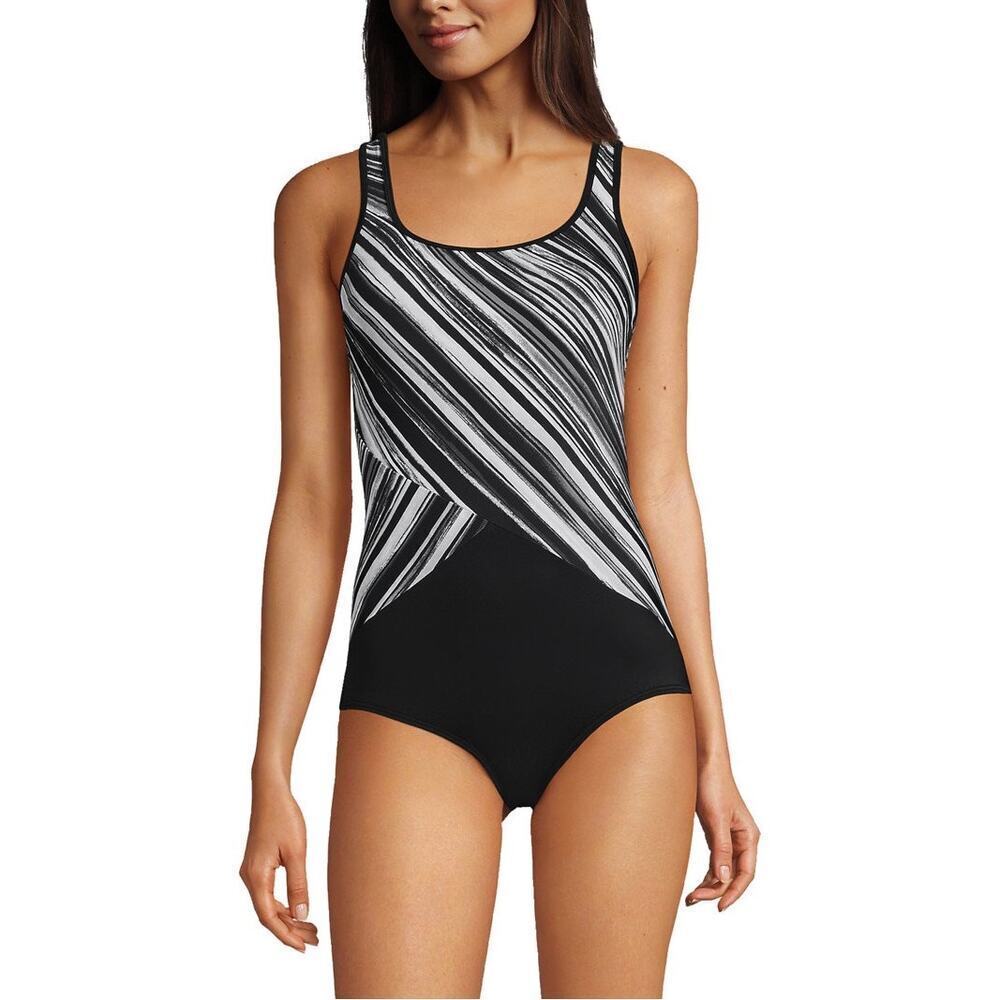 Lands End Scoop Neck Tugless Sporty One Piece Swimsuit Sz 20W Chlorine Resistant